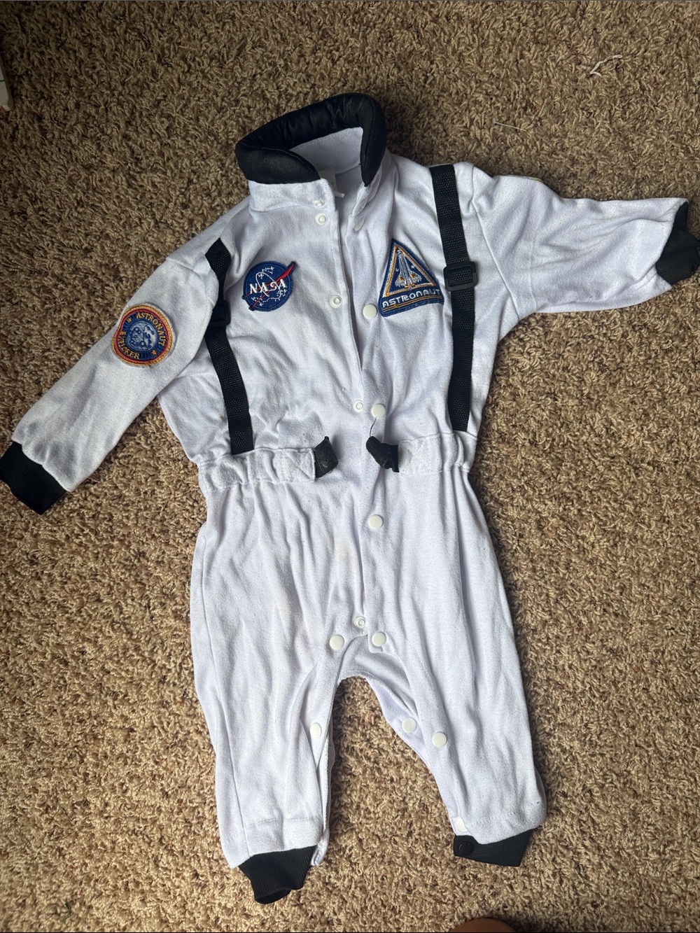 Jr. NASA Infant Astronaut Jumpsuit in White with Black Accents